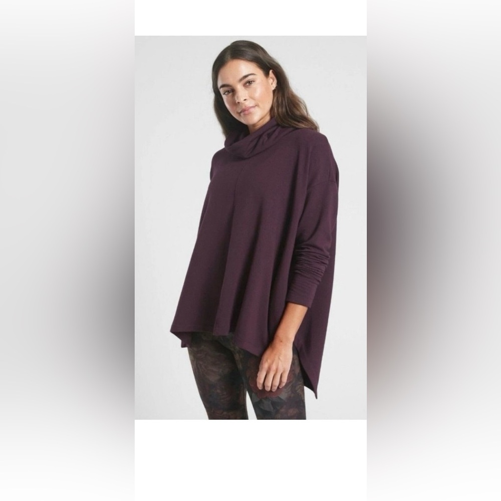 Athleta Ethereal Brushed Funnel Neck Sweatshirt burgundy